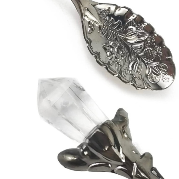 4 black tone Retro Coffee Spoons Crystal Alloy Spoons Vintage Carved Co… - Picture 4 of 4